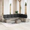 vidaXL Garten-Sofa-Set mit Kissen 8 pcs Hellgrau Poly-Rattan
