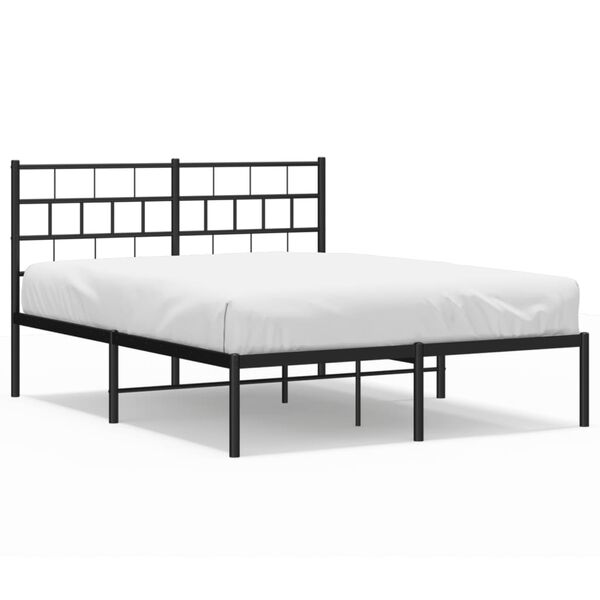 vidaXL Bettgestell mit Kopfteil Metall Schwarz 160x200 cm