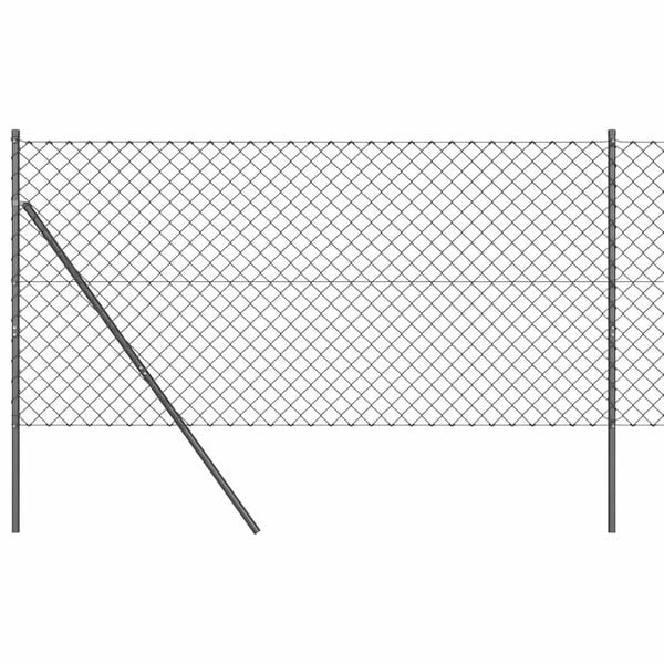 vidaXL Kettengliedzaun mit Pfosten Grau 1,2 x 25 m Stahl
