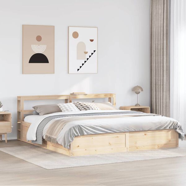 vidaXL Massivholzbett mit Kopfteil 200x200 cm Kiefer