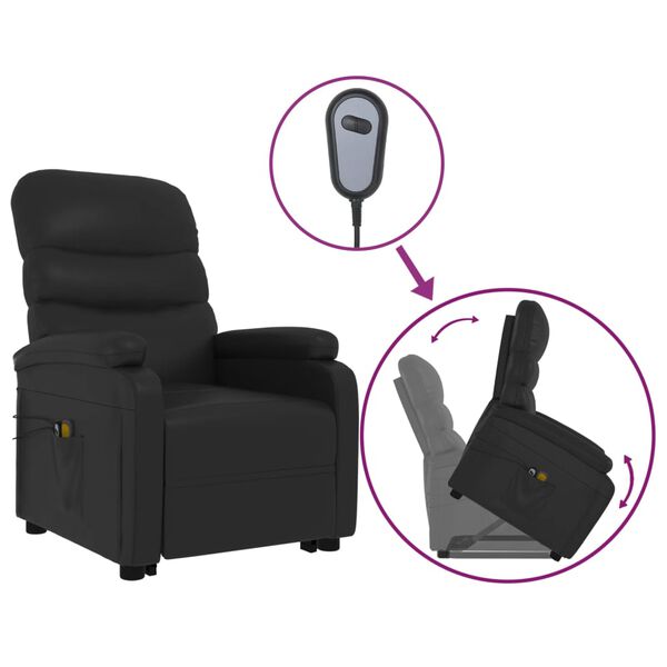 vidaXL Massagesessel mit Aufstehhilfe Schwarz Kunstleder