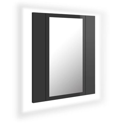 vidaXL LED-Bad-Spiegelschrank Hochglanz-Grau 40x12x45 cm Acryl
