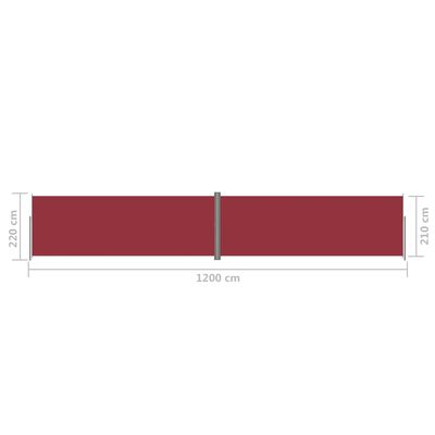 vidaXL Seitenmarkise Ausziehbar Rot 220x1200 cm