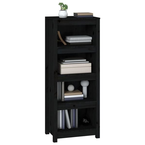 vidaXL B&uuml;cherregal Schwarz 50x35x125,5 cm Massivholz Kiefer