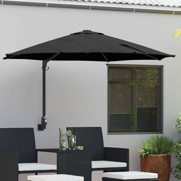 vidaXL Garten-Sonnenschirm Schwarz 248 x 248 x 148 cm