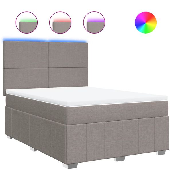 vidaXL Boxspringbett mit Matratze Taupe 140x190 cm Stoff