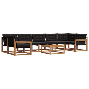 vidaXL Outdoor-Sofagarnitur mit Kissen 8 pcs Nat&uuml;rlich und Schwarz