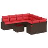 vidaXL Sofa Set 9 pcs Braun und Rot Polyester