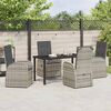 vidaXL Garten Essgruppe mit Kissen 5 pcs Grau Poly-Rattan