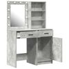 vidaXL Schminktischset mit LED mit T&uuml;r 2 pcs Beton Grau Holzwerkstoff