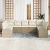 vidaXL Garten-Sofa-Set mit Kissen 9 pcs Beige und Wei&szlig; Poly Rattan