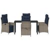 vidaXL Garten Essgruppe mit Kissen 5 pcs Grau und Schwarz Rattan
