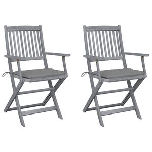 vidaXL Klappbare Gartenst&uuml;hle 2 Stk. mit Sitzkissen Massivholz Akazie