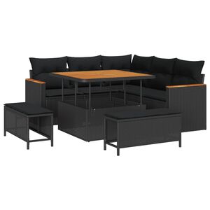 vidaXL Gartensofa-set 8 stk. 5-Sitzanzahl Schwarz Poly Rattan