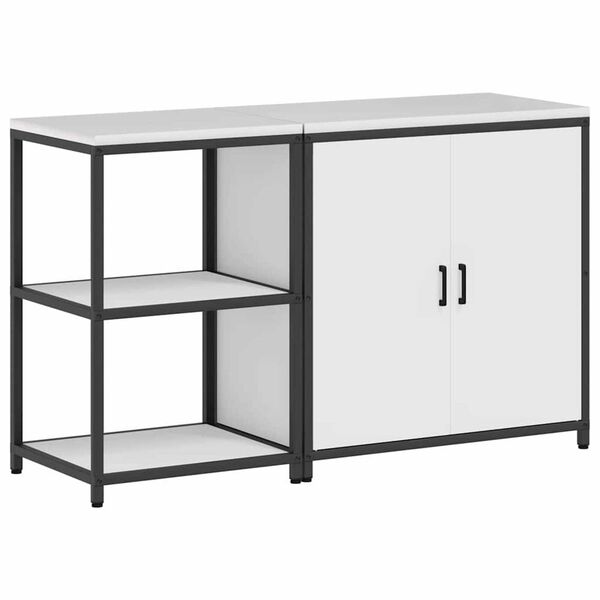 vidaXL Aufbewahrungsset f&uuml;r die K&uuml;che 2 pcs Wei&szlig; Kaltgewalzter Stahl