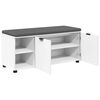 vidaXL Flurbank mit Kissen mit Regal mit T&uuml;r Wei&szlig; 100 x 38 x 46 cm