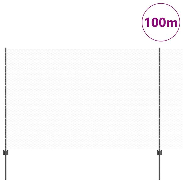 vidaXL Zaun mit Pfosten Grau 1,5 x 100 m Stahl und PVC