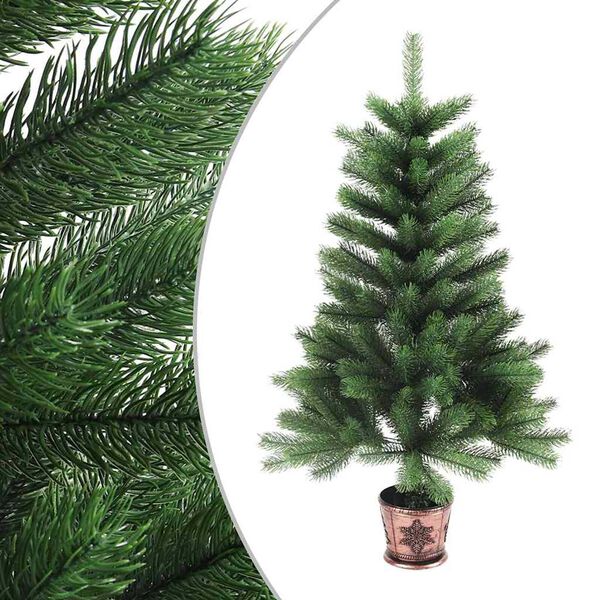 vidaXL K&uuml;nstlicher Weihnachtsbaum mit Beleuchtung & Kugeln 90 cm Gr&uuml;n