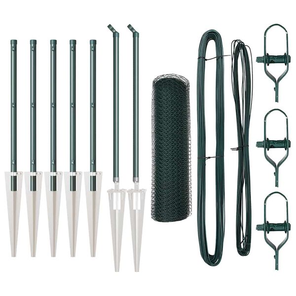 vidaXL Zaunpfosten Gr&uuml;n 10 x 0,5 m (13 mm Netz) Stahl und PVC