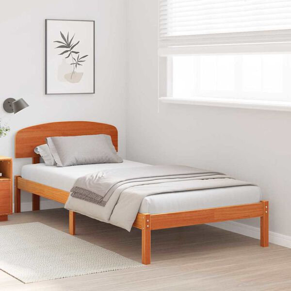 vidaXL Bettrahmen Wachsbraun 75 x 190 cm Massives Kiefernholz