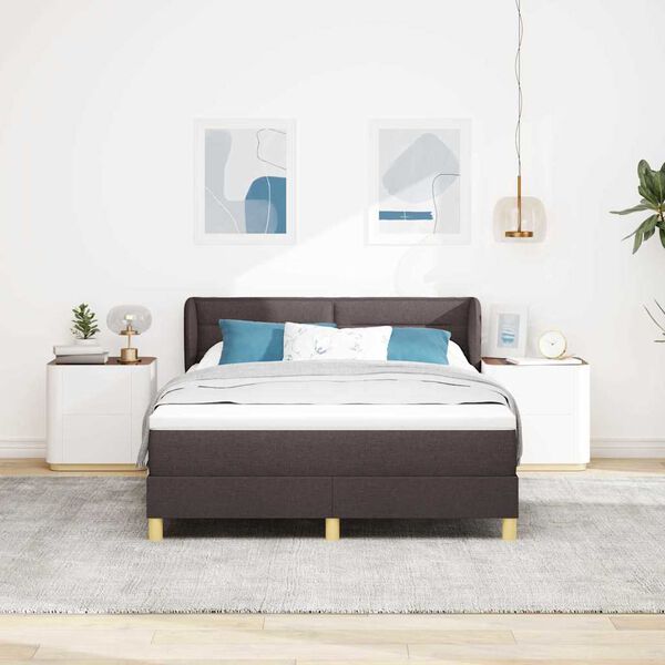 vidaXL Boxspringbett mit Matratze Dunkelbraun 140 x 200 cm Stoff