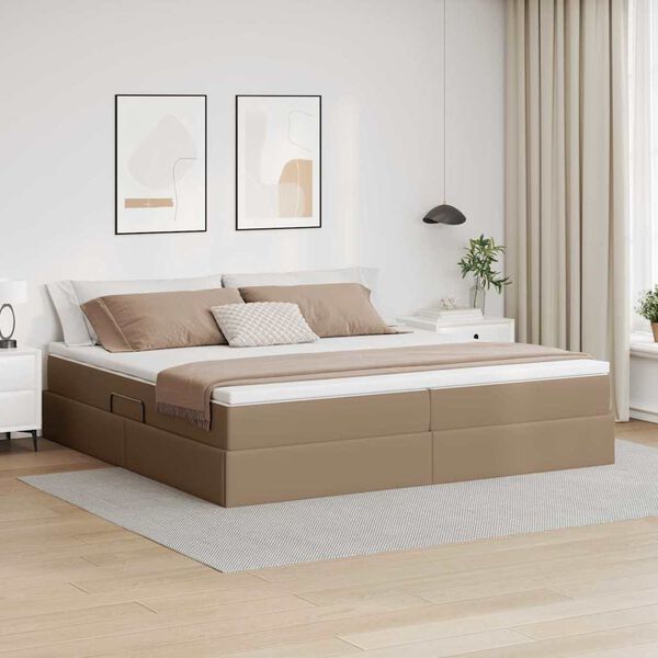 vidaXL Aufbewahrungsbett mit Matratze Cappuccino 200 x 200 cm