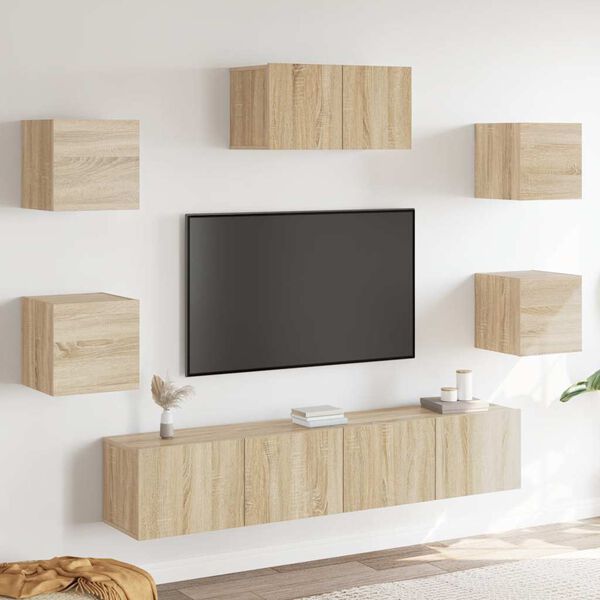 vidaXL 7-tlg. TV-Schrank-Set Sonoma-Eiche Holzwerkstoff