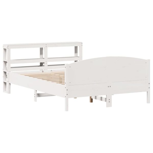 vidaXL Massivholzbett ohne Matratze Wei&szlig; 135x190 cm Kiefernholz