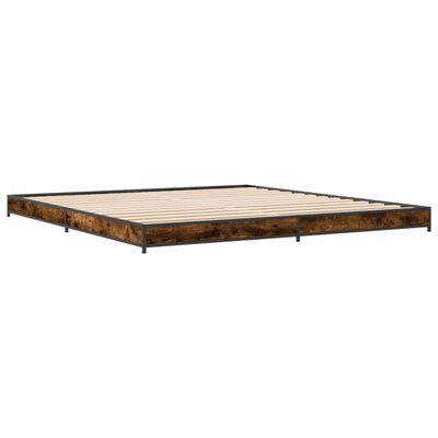 vidaXL Bettgestell Räuchereiche 200x200 cm Holzwerkstoff und Metall