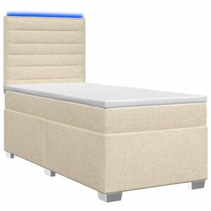 vidaXL Boxspringbett mit Matratze mit Kopfteil Creme 90 x 190 cm Stoff
