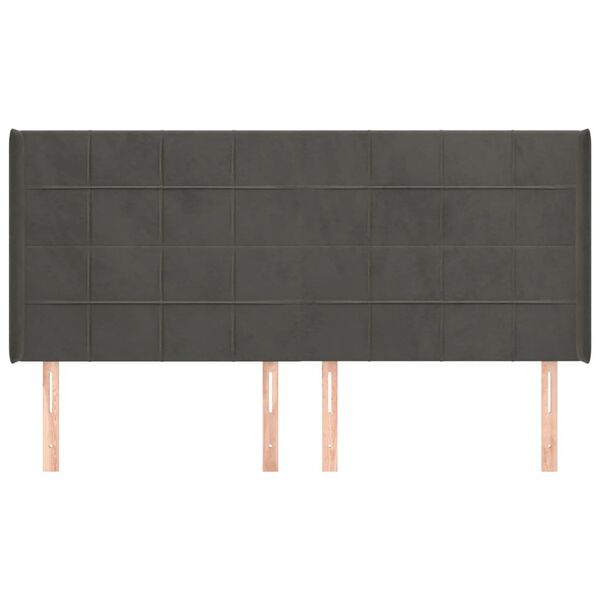 vidaXL Kopfteil mit Ohren Dunkelgrau 163x16x118/128 cm Samt