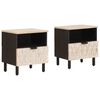 vidaXL Nachttisch 2 stk. Wei&szlig; 40 x 33 x 46 cm Massivholz Mango