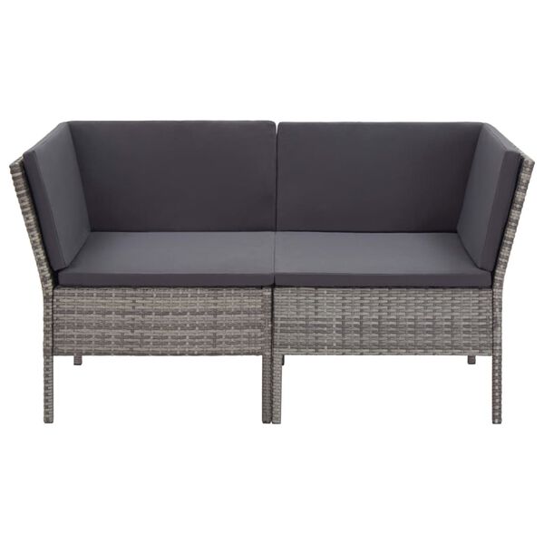 vidaXL 8-tlg. Garten-Lounge-Set mit Auflagen Poly Rattan Grau