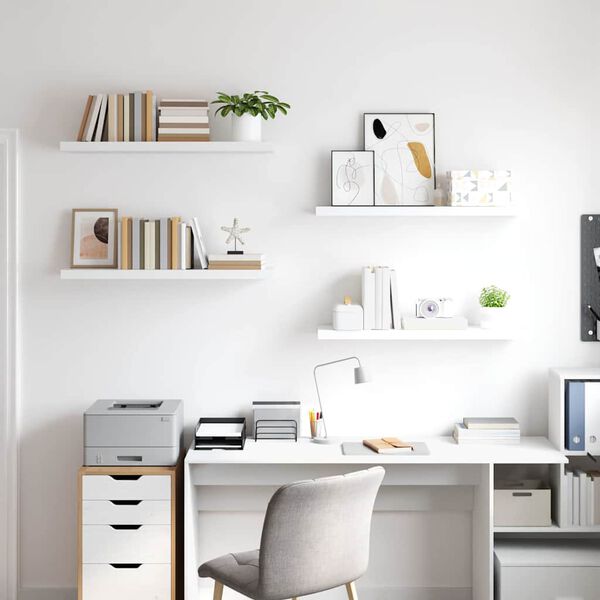 vidaXL Schweberegale 4 Stk. Wei&szlig; 90x23,5x3,8 cm MDF