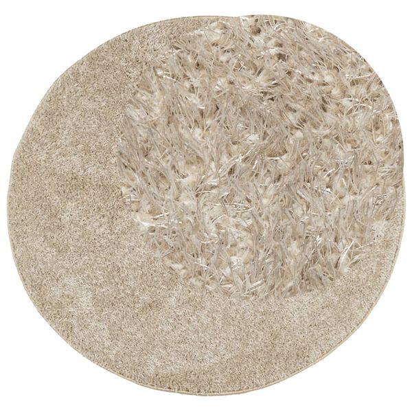 vidaXL Teppich ISTAN Hochflor Gl&auml;nzend Beige &Oslash; 120 cm