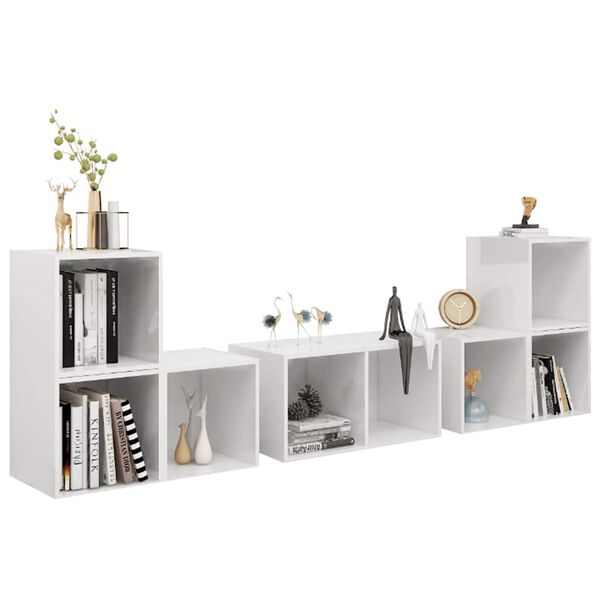 vidaXL 6-tlg. TV-Schrank-Set Hochglanz-Wei&szlig; Holzwerkstoff