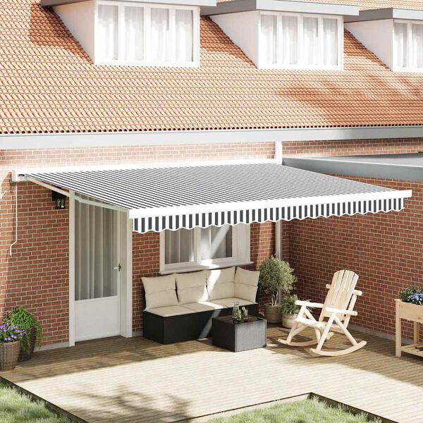 vidaXL Markise Einziehbar Anthrazit und Wei&szlig; 4,5x3 m Stoff & Aluminium