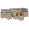 vidaXL Garten-Sofa-Set mit Kissen 9 pcs Beige Poly Rattan