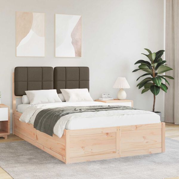 vidaXL Bettgestell mit gepolstertem Kopfteil Taupe 120 x 200 cm