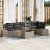 vidaXL Garten-Sofa-Set mit Speicher 7 pcs Hellgrau Poly Rattan