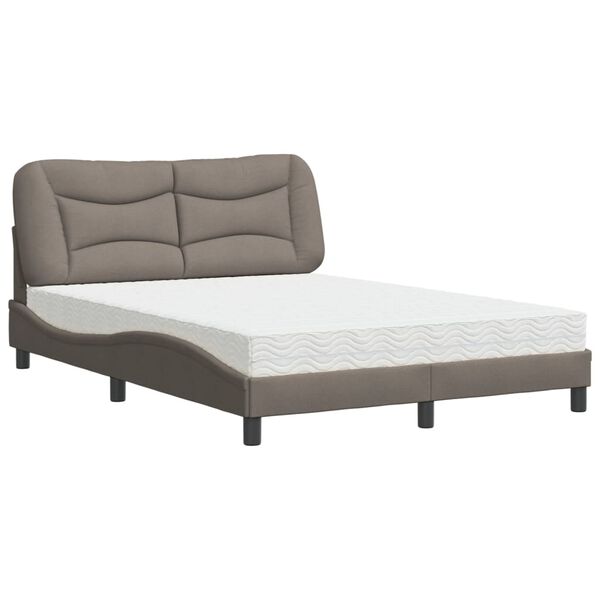 vidaXL Bett mit Matratze "Hvar" Taupe 120x200 cm Stoff