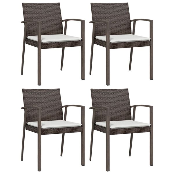 vidaXL 5-tlg. Garten-Essgruppe mit Kissen Poly Rattan und Stahl