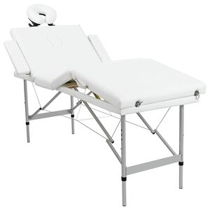 Massagetisch mit Aluminiumrahmen, faltbar 4 Zonen Creme-Wei&szlig;