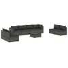 vidaXL 9-tlg. Garten-Lounge-Set mit Kissen Poly Rattan Grau