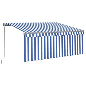 vidaXL Manuelle Markise mit Solar-LED 3,5 x 2,5 m Blau-wei&szlig; gestreift