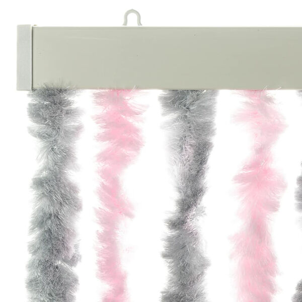 vidaXL Fliegenvorhang Silbergrau und Rosa 56x200 cm Chenille