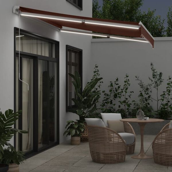 vidaXL Markise Manuell mit LED Braun 300x250 cm