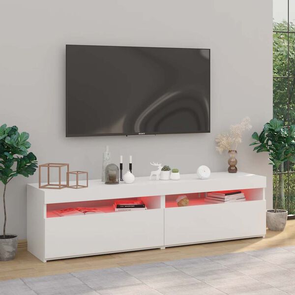 vidaXL TV-Schr&auml;nke 2 Stk. mit LED-Leuchten Wei&szlig; 75x35x40 cm