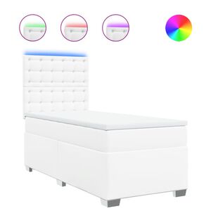 vidaXL Boxspringbett mit Matratze Wei&szlig; 80x200 cm Kunstleder