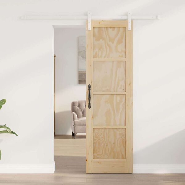 vidaXL Schiebet&uuml;r Braun 61 x 198,5 cm Massives Kiefernholz